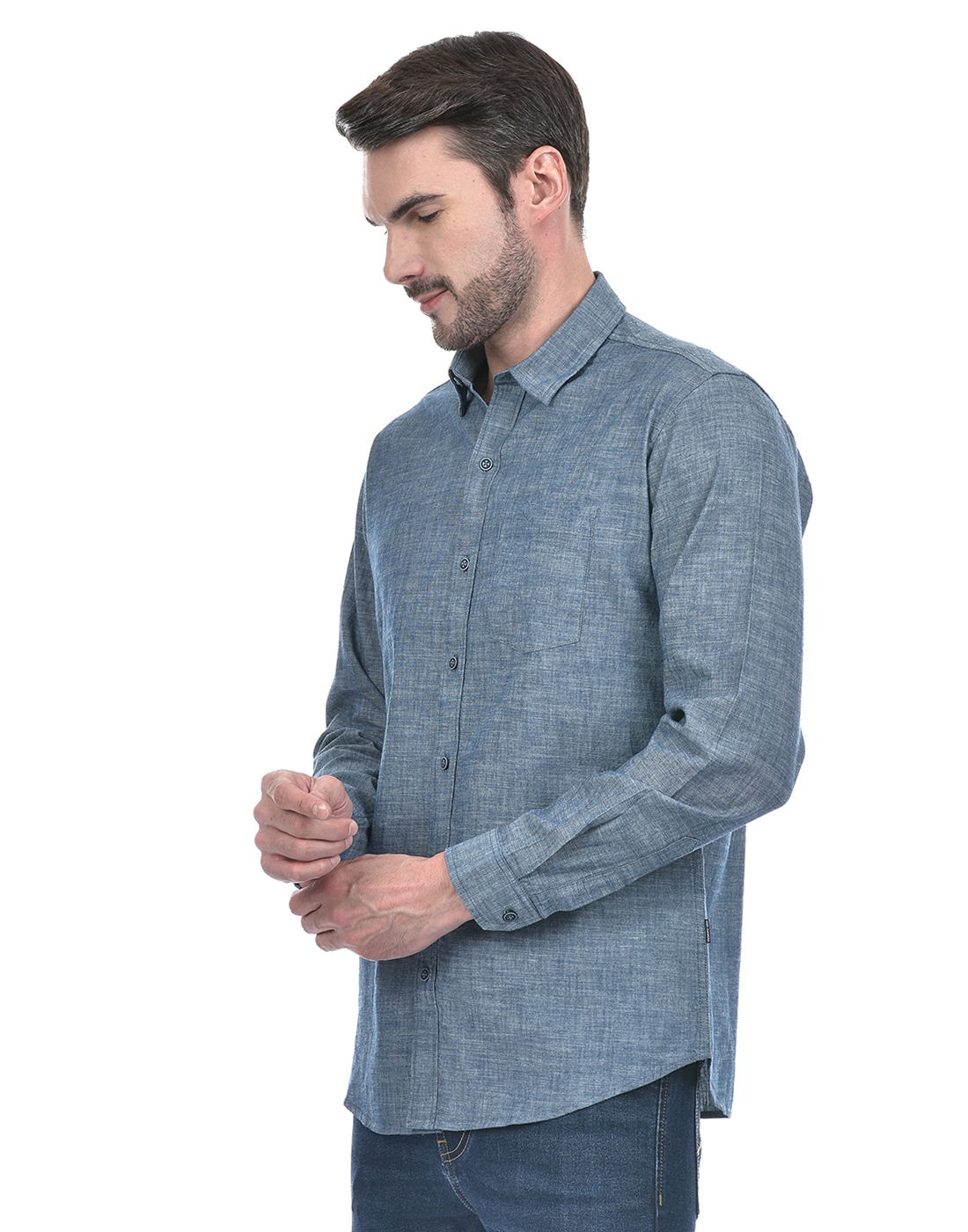 Numero Uno Men Solid Light Blue Shirt